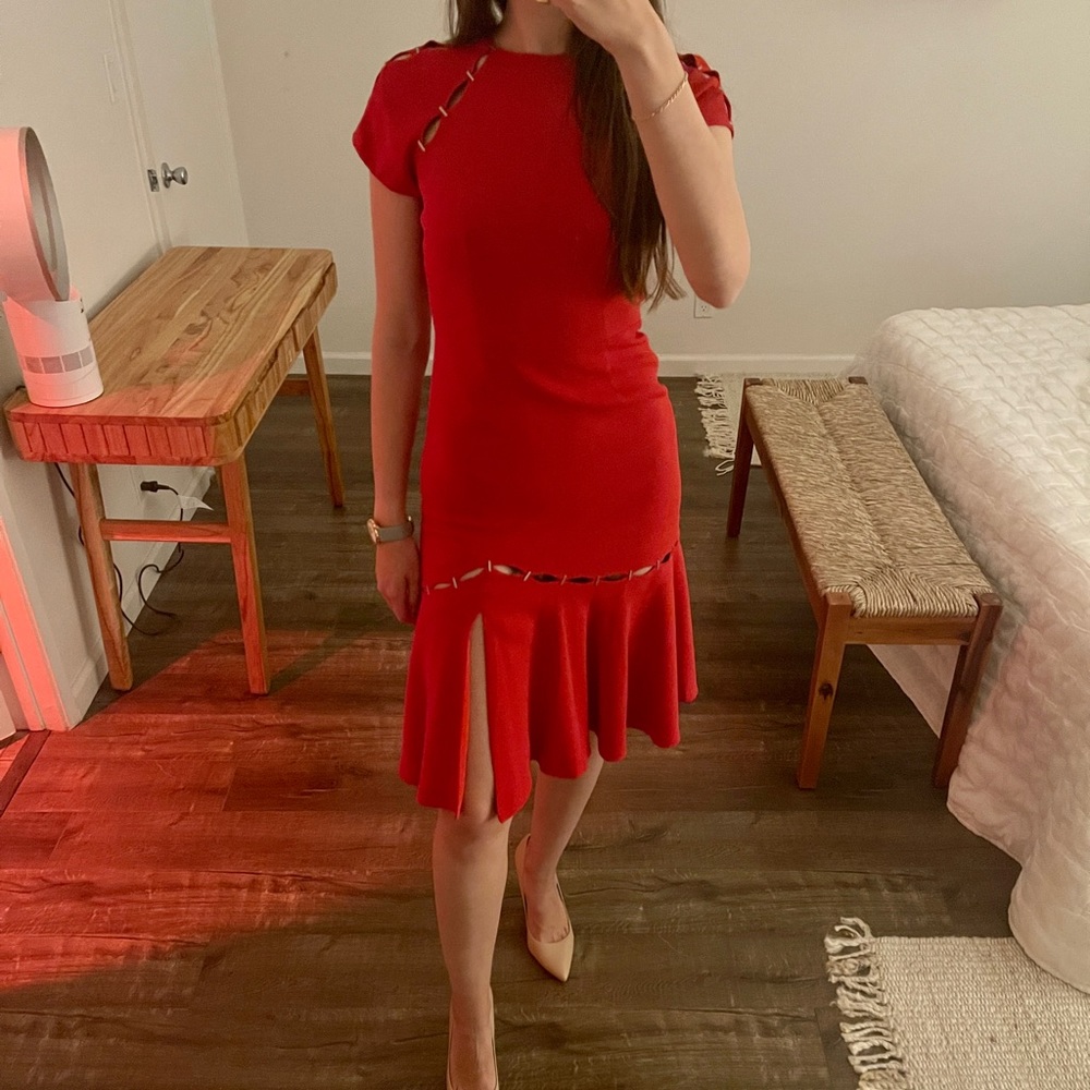 Jonathan Simkhai — Cut-Out Flounce Hem Sheath Dress — NEW WITH TAGS
